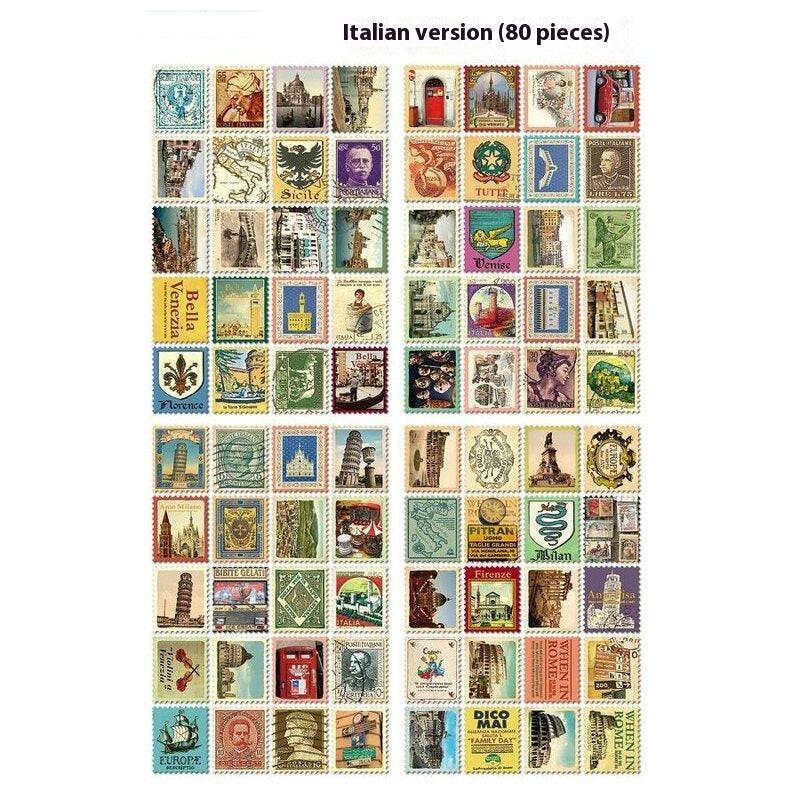 Hand Painted Paris London Stamp Stickers Journal Diary Decorations.