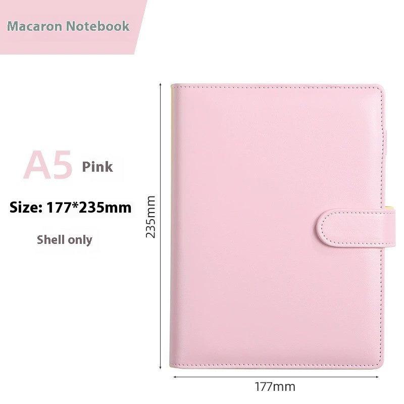 Solid Color Simple Loose-leaf Binder Zipper Bag PU Leather Notebook Shell.