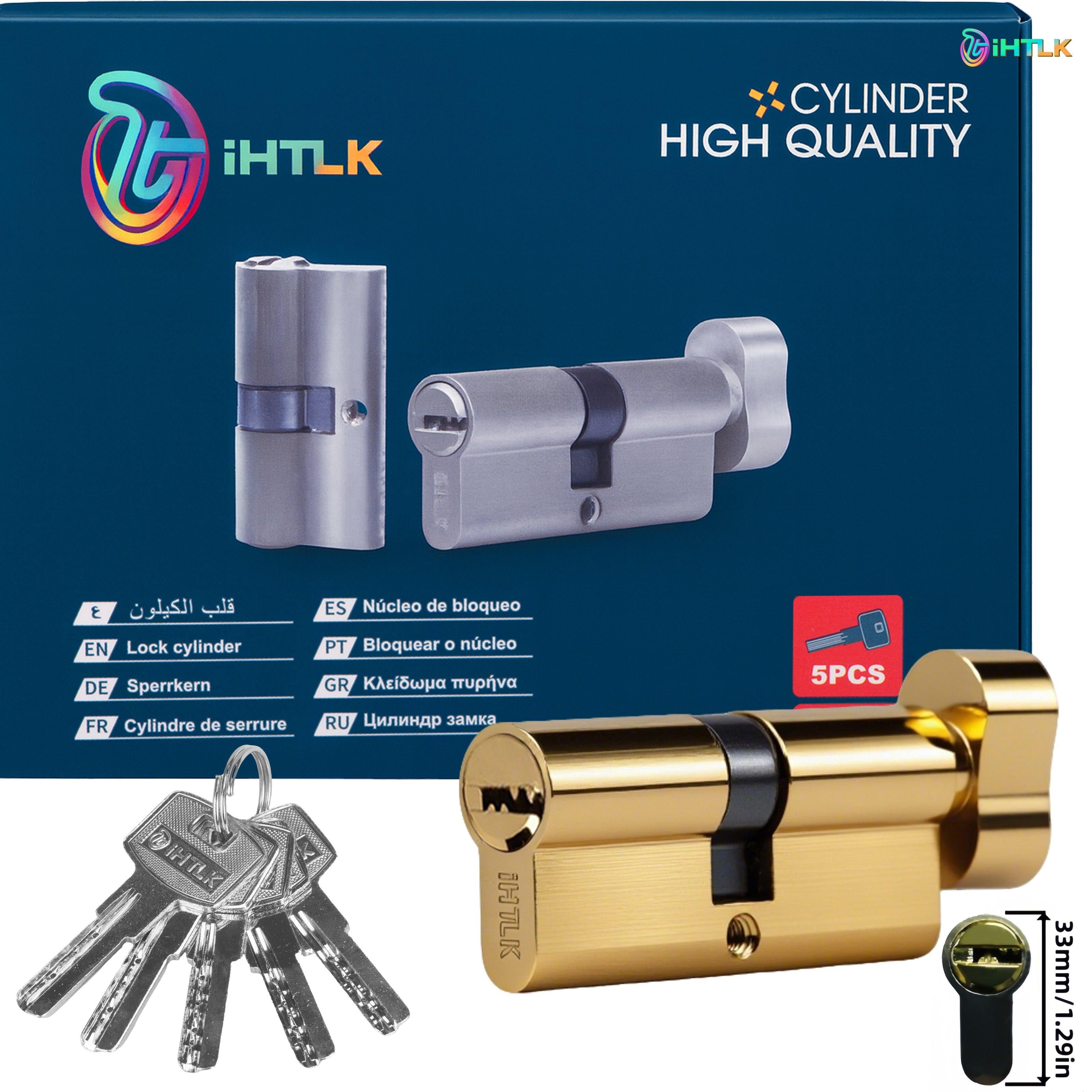 1 Piece Of European Standard Size, 70mm Length Knob Lock Cylinder, Lock Cylinder With 5 Keys, Suitable For Anti-Theft Doors, Office Doors, Stainless Steel Doors, Indoor Doors.