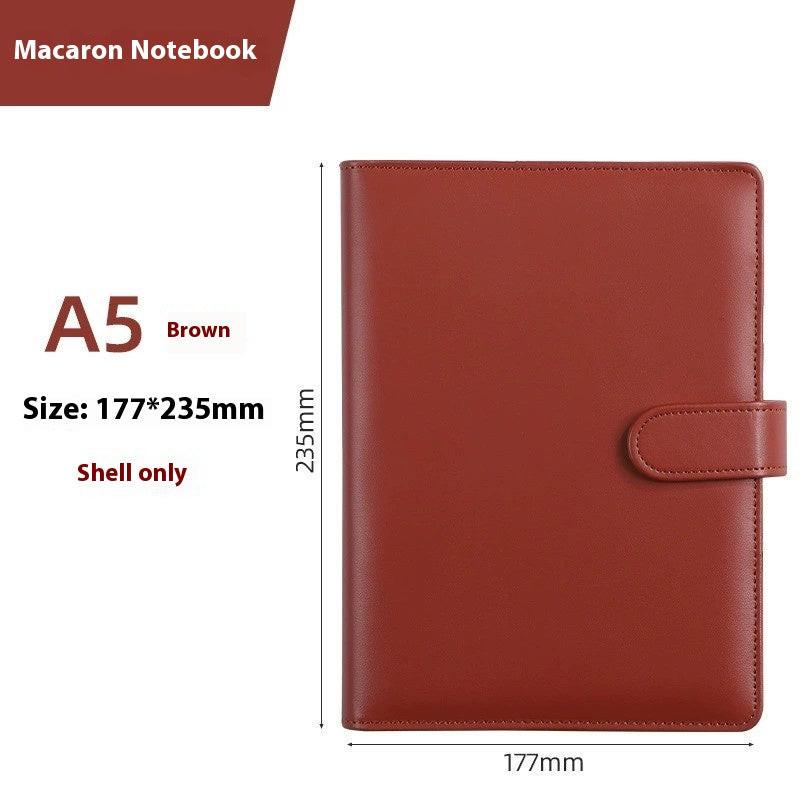 Solid Color Simple Loose-leaf Binder Zipper Bag PU Leather Notebook Shell.