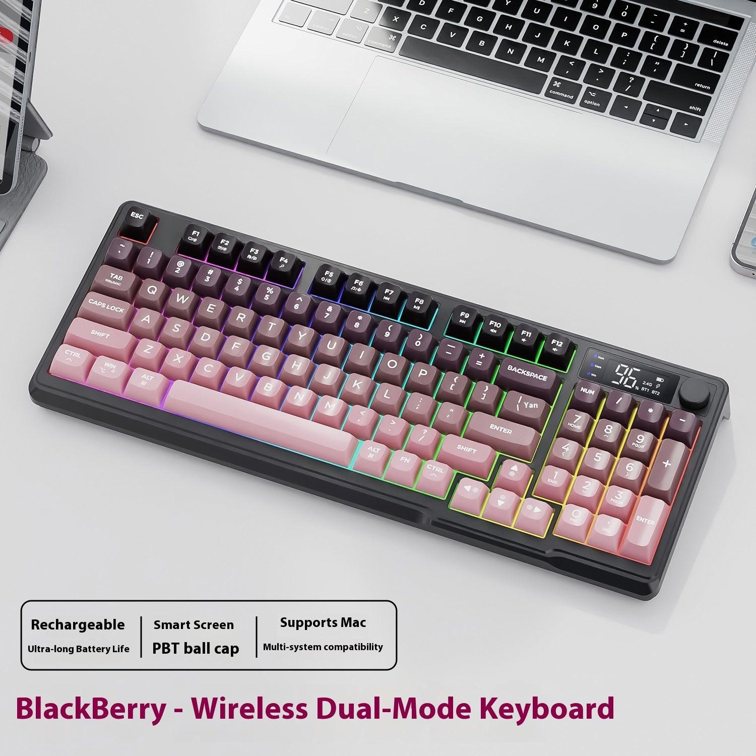 Wireless Bluetooth Dual-mode Keyboard Gradient Belt Display Computer Office.