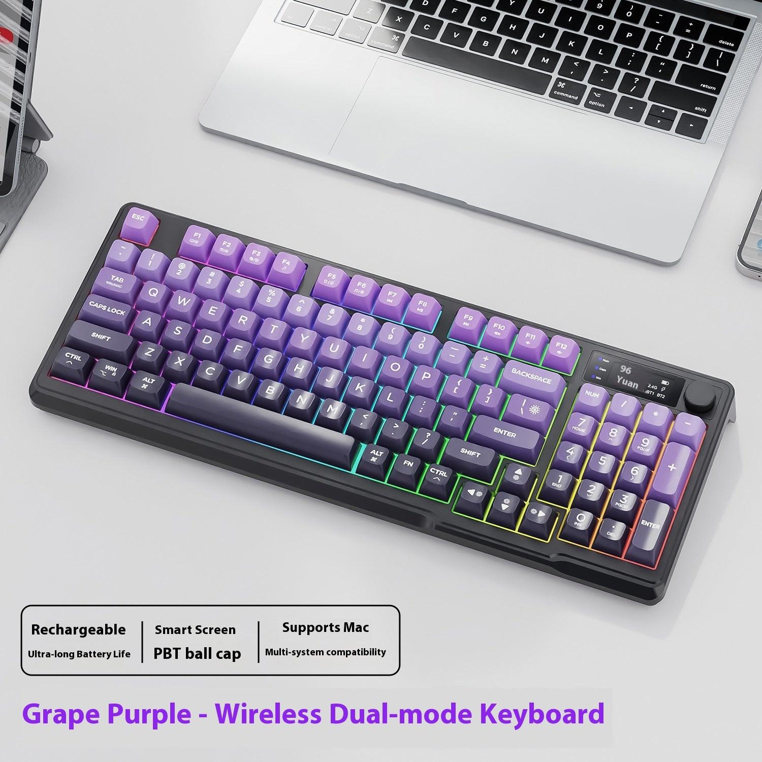 Wireless Bluetooth Dual-mode Keyboard Gradient Belt Display Computer Office.