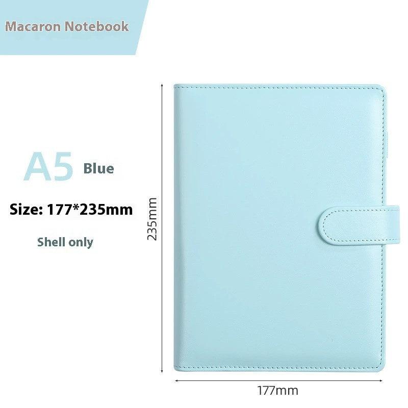 Solid Color Simple Loose-leaf Binder Zipper Bag PU Leather Notebook Shell.
