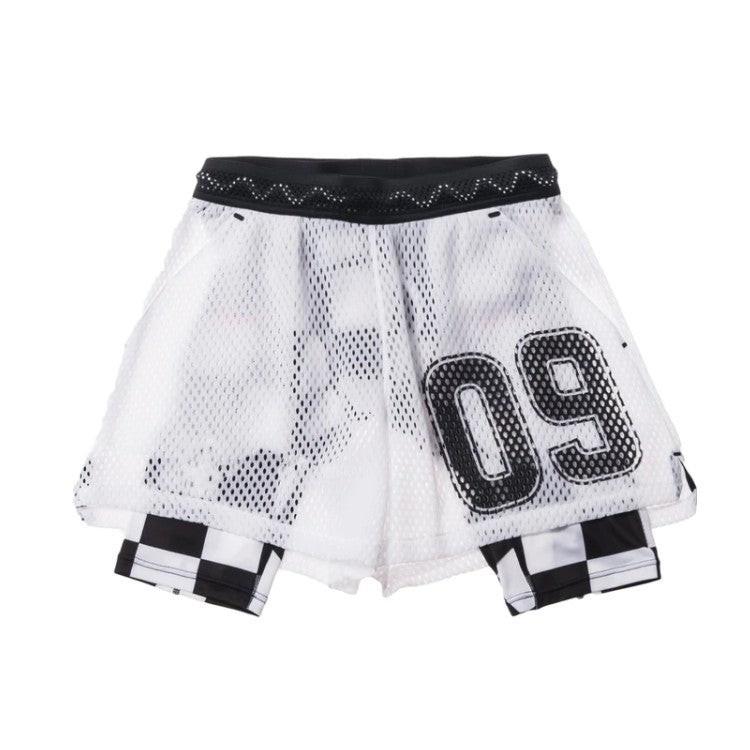 Summer Anti-exposure Running Training Shorts Double-layer Fake Two-piece.