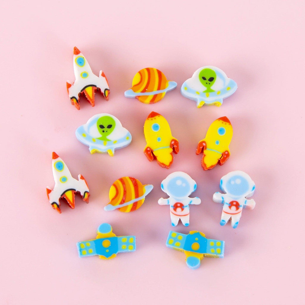 50 PCs Pearlescent Film Bags Cartoon Fruit Mini Eraser.