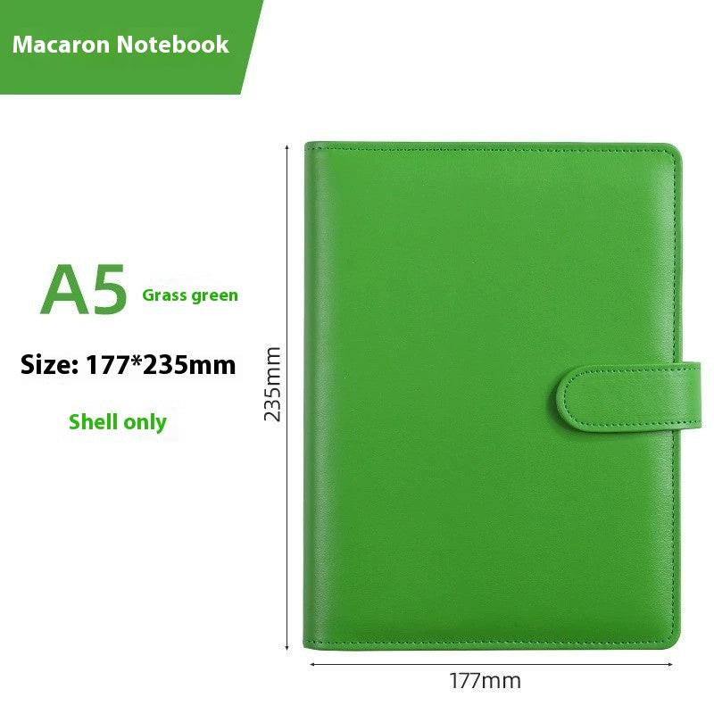 Solid Color Simple Loose-leaf Binder Zipper Bag PU Leather Notebook Shell.