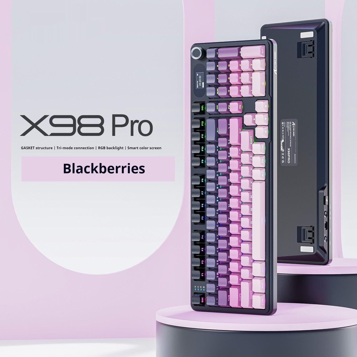 Three-mode RGB Wireless Bluetooth Side Engraving With Knob Game Mechanical Keyboard.