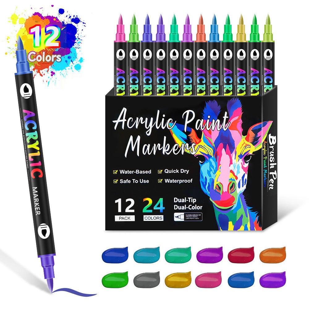 Washable Opaque Color Quick-drying Double-headed Acrylic Marker Pen.
