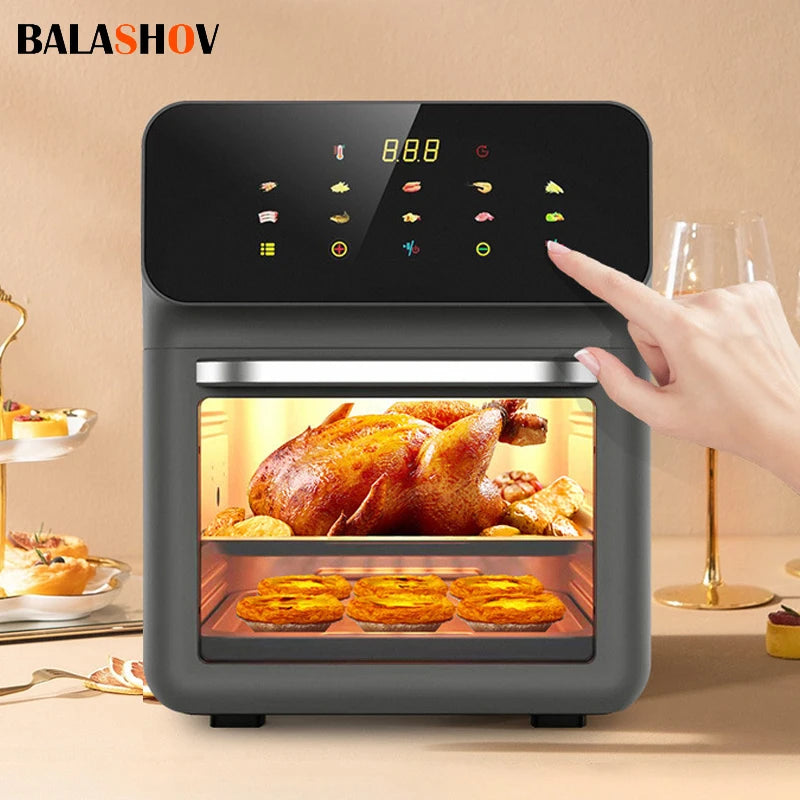 10L Large Capacity Electric Air Fryers Oil-free Automatic Household Kitchen 360°Baking Convection Oven Deep Fryer without Oil.
