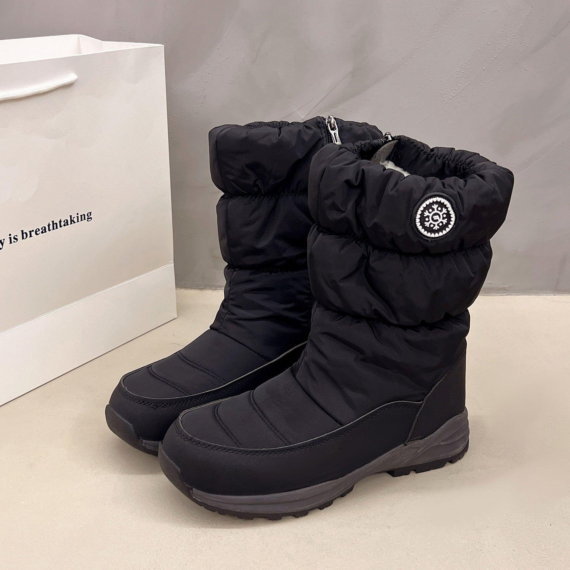 Thickened Cotton Mid-calf Snow Boots.