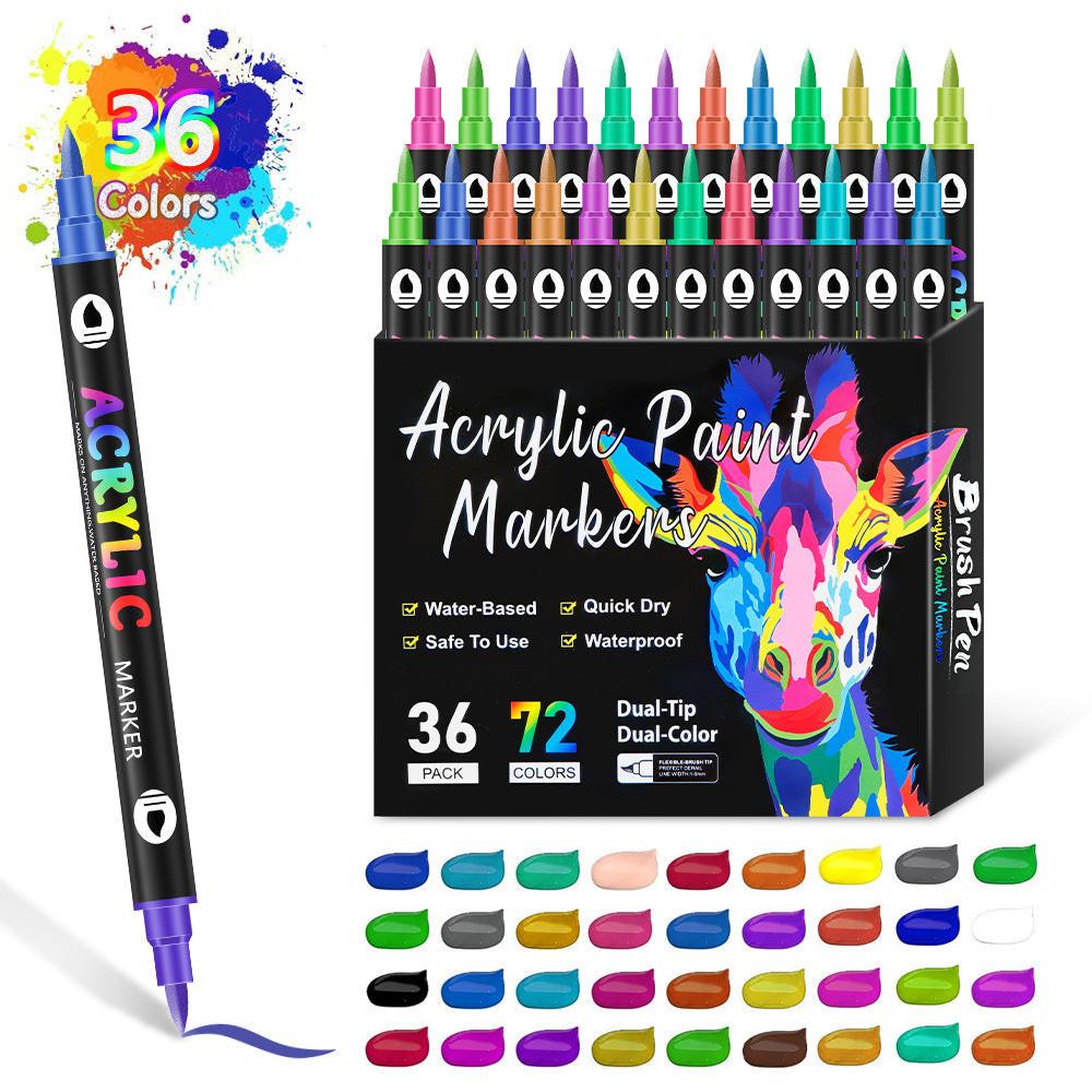 Washable Opaque Color Quick-drying Double-headed Acrylic Marker Pen.
