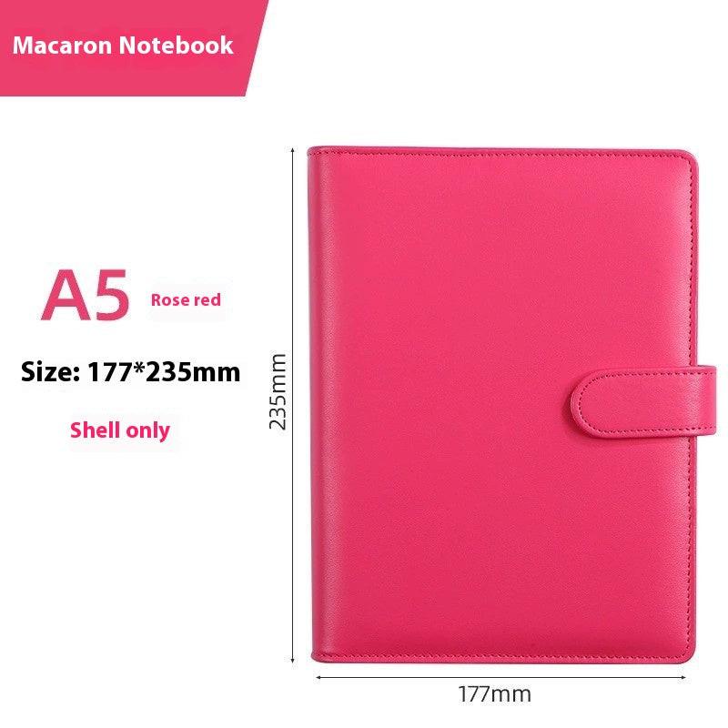 Solid Color Simple Loose-leaf Binder Zipper Bag PU Leather Notebook Shell.