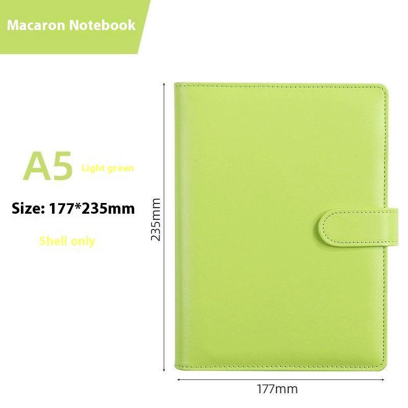Solid Color Simple Loose-leaf Binder Zipper Bag PU Leather Notebook Shell.