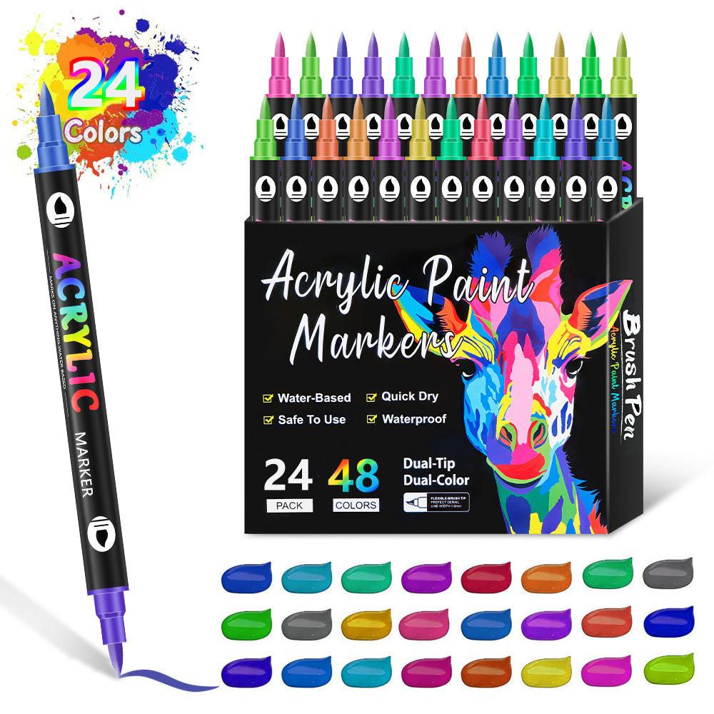 Washable Opaque Color Quick-drying Double-headed Acrylic Marker Pen.