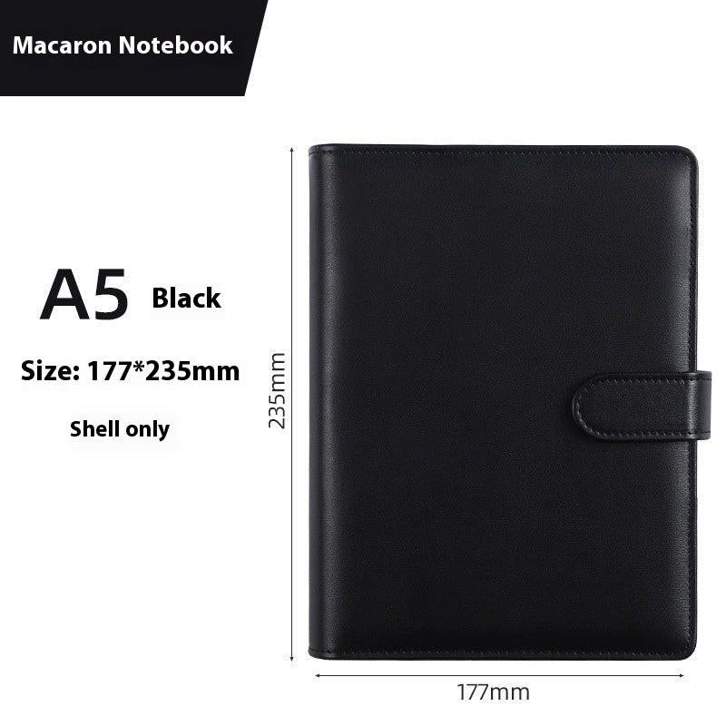 Solid Color Simple Loose-leaf Binder Zipper Bag PU Leather Notebook Shell.