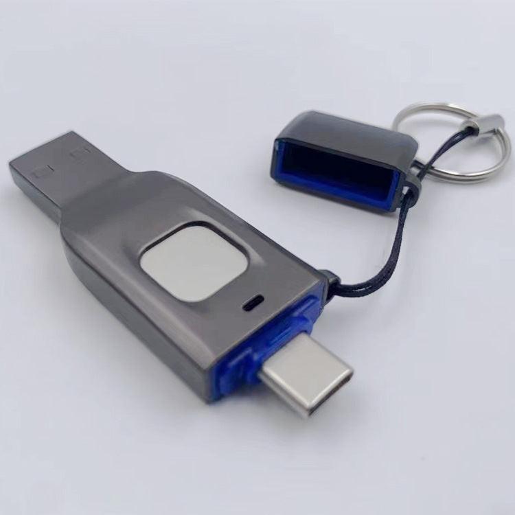 Fingerprint USB Disk Encrypted Data Security Computer Cellphone Dual-use.