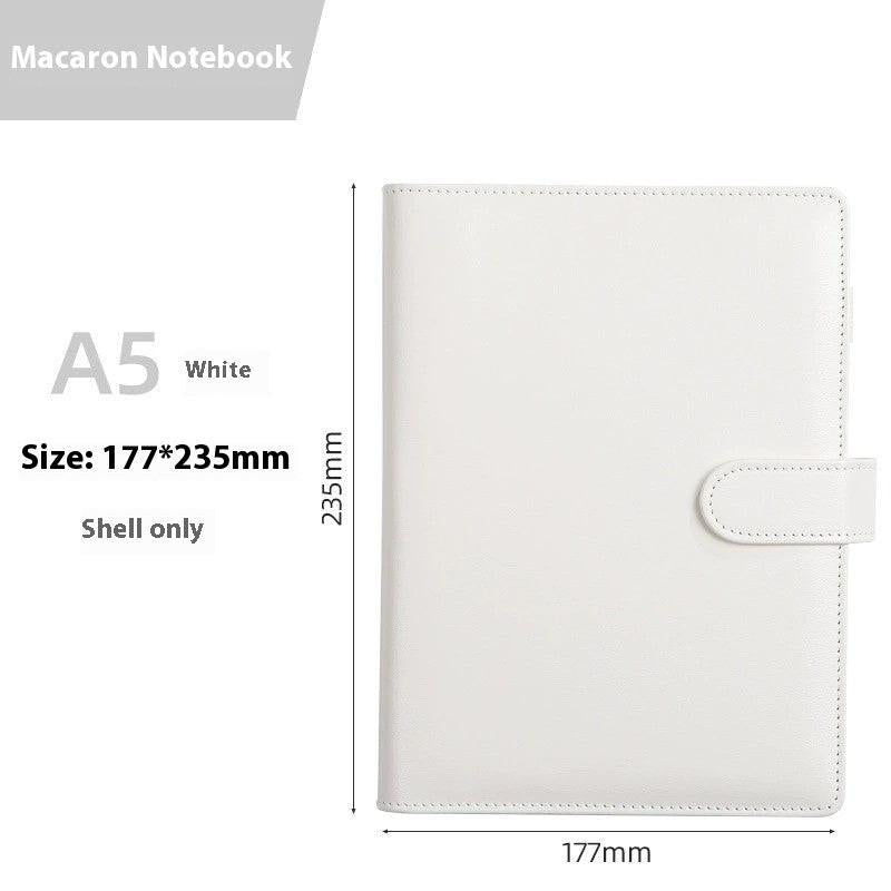 Solid Color Simple Loose-leaf Binder Zipper Bag PU Leather Notebook Shell.