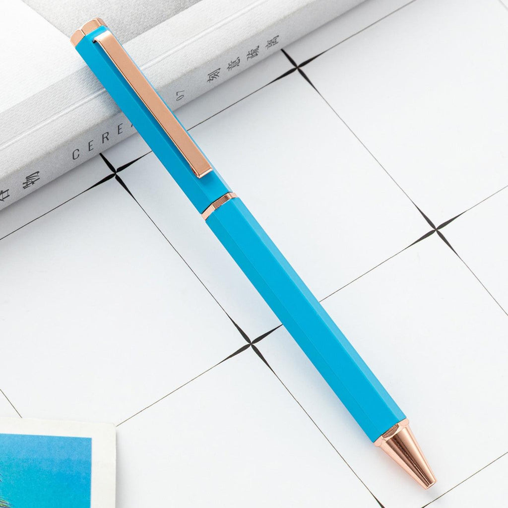 New Simple Six Angle Rod Metal Ball Point Pen.