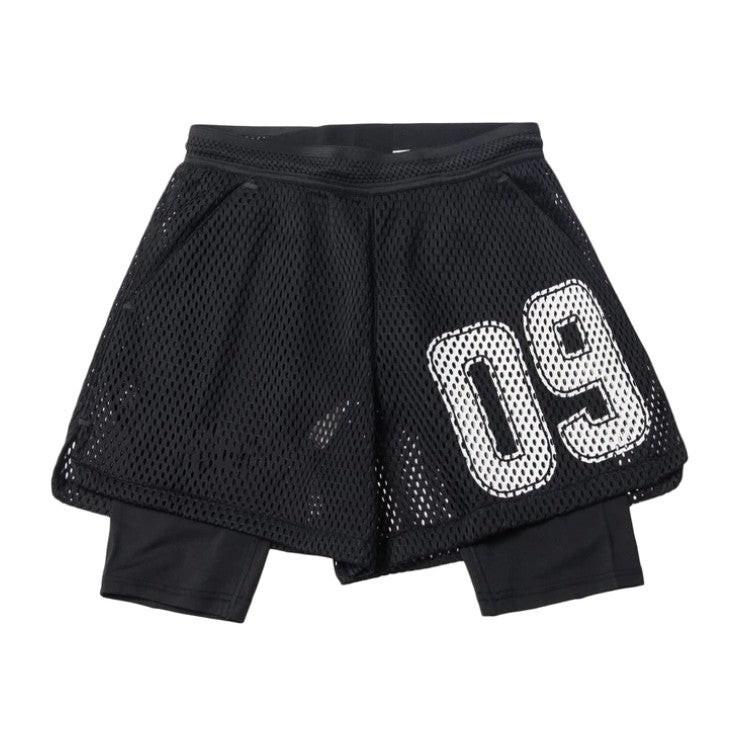 Summer Anti-exposure Running Training Shorts Double-layer Fake Two-piece.