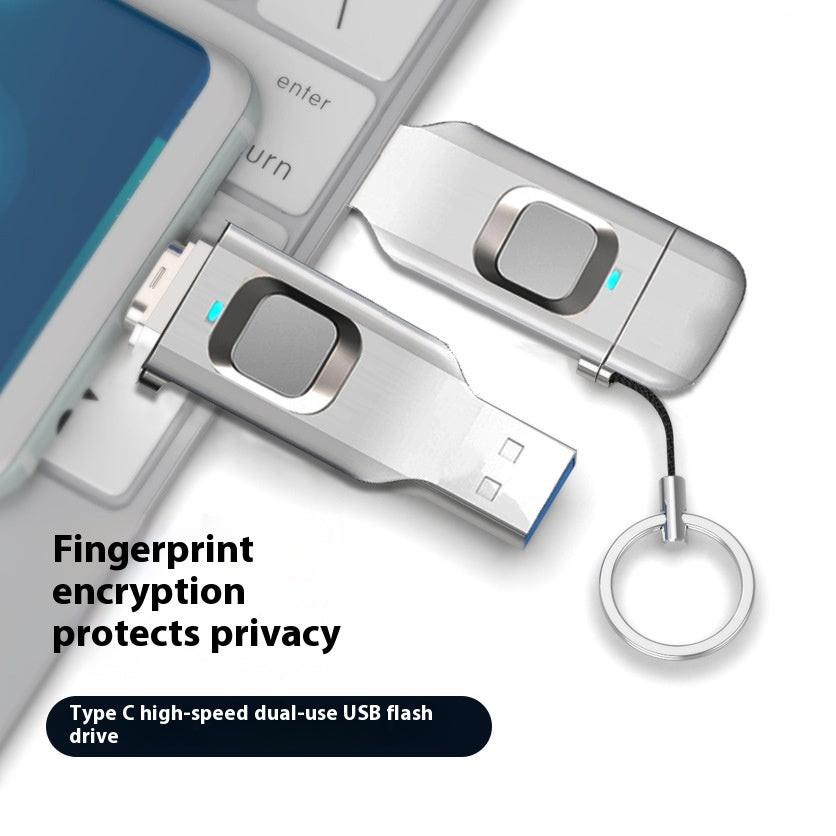 Fingerprint USB Disk Encrypted Data Security Computer Cellphone Dual-use.