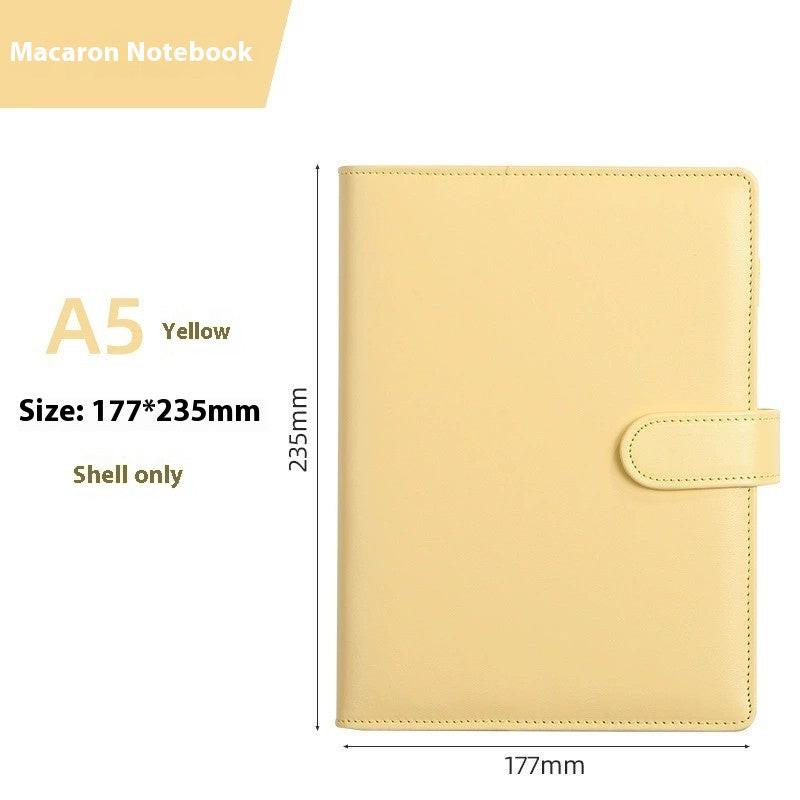 Solid Color Simple Loose-leaf Binder Zipper Bag PU Leather Notebook Shell.